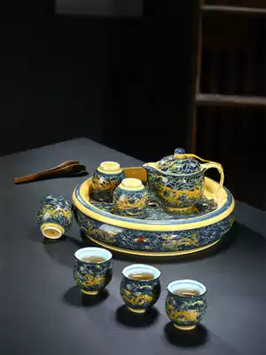 Jingdezhen high-end tray kung fu tea set ceramic tea tray teapot double Tea Cup home set gift box