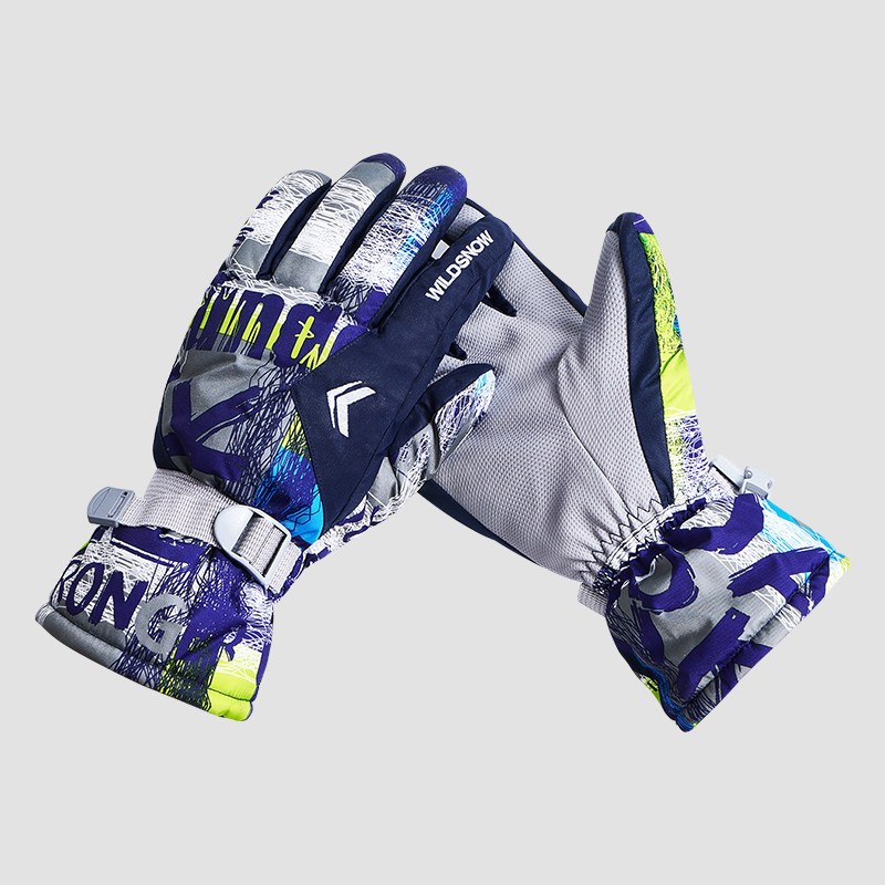 Ski gloves for men and women fitness sports windproof waterproof plus plus thick outdoor warm mountaineering fleece riding gloves