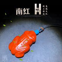 The first Sugong original mine South Red Pure Color Wasi Material Merchant Frog Lifelike Cai Cai Pendant Jade Pendant