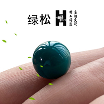 Raw Mineralized Blue Green Pine Stone Jade Limbo Color Small Just Bean Round Old Type No-Phase Hand String Matching Top Waist Bead