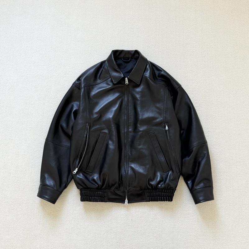 Japanese Style Bms Genuine Lambskin Loose American Retro Biker Zipper Jacket Leather Coat 25Ss