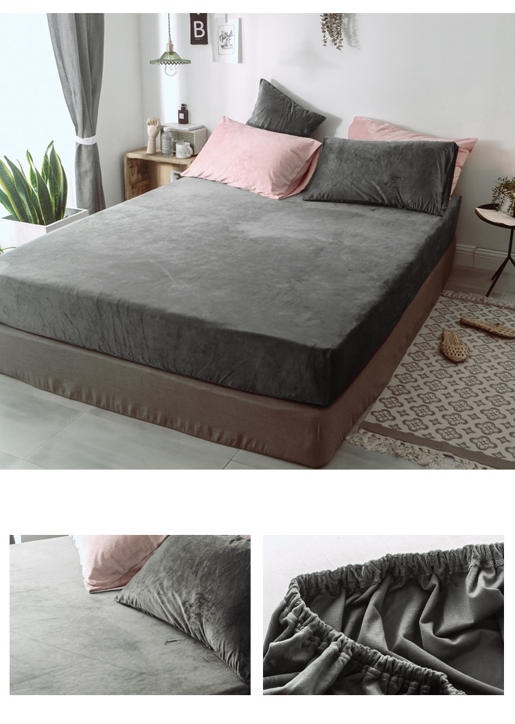 Giường nhung kiểu Nhật 笠 mảnh đơn 1,5 m 1,2 tấm nhung nhung mùa thu và mùa đông flannel chống tĩnh điện 1,8m trải giường 	ga giường bo chun