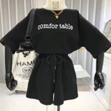 Летний спортивный костюм, модная футболка с коротким рукавом для отдыха, шорты, комплект, в корейском стиле, свободный крой