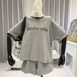 Летний спортивный костюм, модная футболка с коротким рукавом для отдыха, шорты, комплект, в корейском стиле, свободный крой