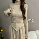 Демисезонная цветная футболка, комплект, штаны для отдыха, городской стиль, высокий воротник, по фигуре