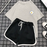 Модный комплект для отдыха, универсальная футболка с коротким рукавом для школьников, свободный крой