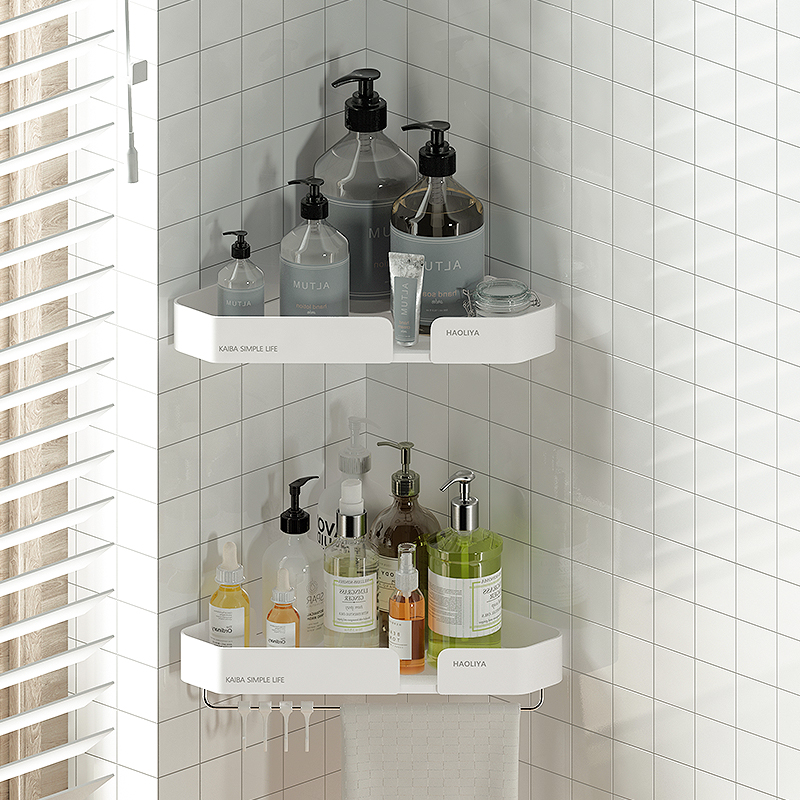 Perforated bathroom triangle shelf toilet toilet toilet wall corner wall hanging shower storage rack