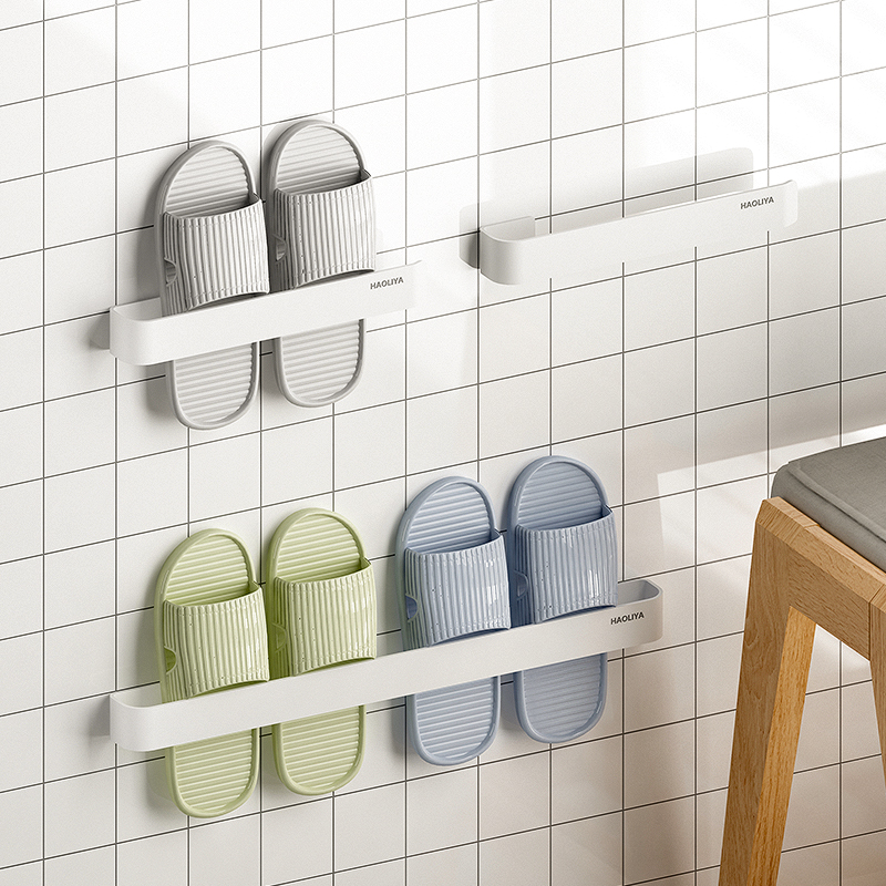 Bathroom slippers rack wall-mounted dressing room Wall Hanging Shoes Containing deity Toilet Free of perforated shoe racks