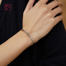 Old silver shop S925 sterling silver bracelet female fashion simple solid Open silver bracelet niche foot silver bracelet Young
