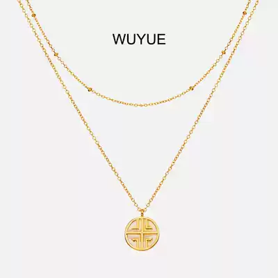 Fashion gold necklace female sterling silver Original Design double choker mother shell pendant temperament simple jewelry New