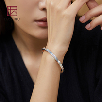 Old silver shop S999 sterling silver bracelet female fashion simple solid Open silver bracelet silver foot silver silver bracelet Young