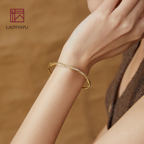 S925 sterling silver bracelet female solid live mouth golden bracelet gilded simple gold silver niche design sense Young Style