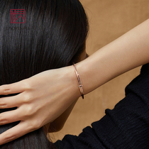 925 sterling silver bracelet female simple open silver bracelet rose gold solid foot silver bracelet young niche design
