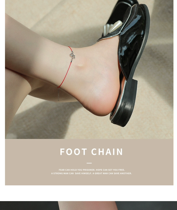 Cặp đôi chó con bạc đôi mắt cá chân nữ dây đỏ phiên bản Hàn Quốc của chàng sinh viên giản dị Sen năm nay tặng quà 2018 mới lắc chân nữ 10k