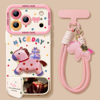 Uston Case for Apple 17 Pro Max New Year iPhone 17 Polka Dot Pony 16 with Lanyard 16 Pro Zodiac Year 15 Full Cover 14 Silicone 13 Cute 17 Air Year of the Horse 17 Pro
