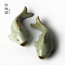 Ru kiln Ru porcelain tea pet tea play kung fu tea tea ceremony zero with ceramic tea table ornaments can open carp tea pet