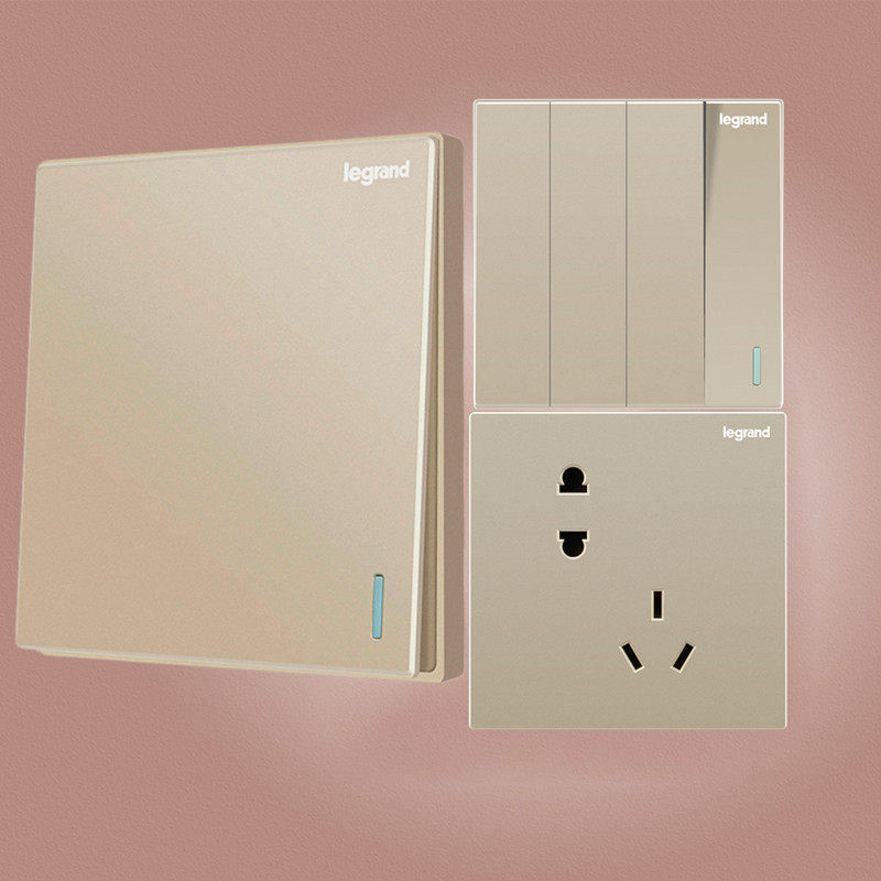 TCL Roglang Switch Socket See Classic Champagne Milan Golden 86 Type Panel Misplaced Sloping Five Holes 23 Socket