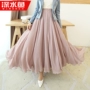 Váy voan ba lớp dài váy một chữ pettiskirt phụ nữ xuân hè mới eo cao vuông vắn rắn chắc váy nhún nhảy lớn - Váy chân váy công sở đẹp