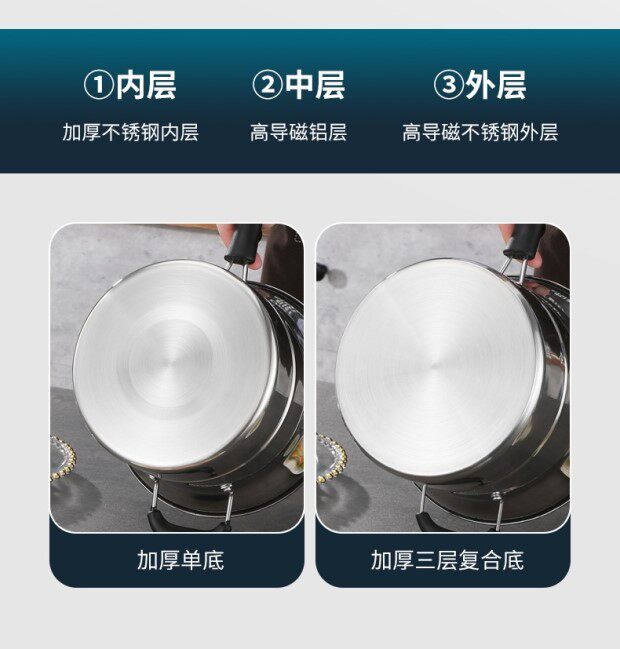 Фритюрница 不锈钢多功能面条锅奶锅小炸锅加厚汤锅蒸锅家用煮锅电磁炉通用锅