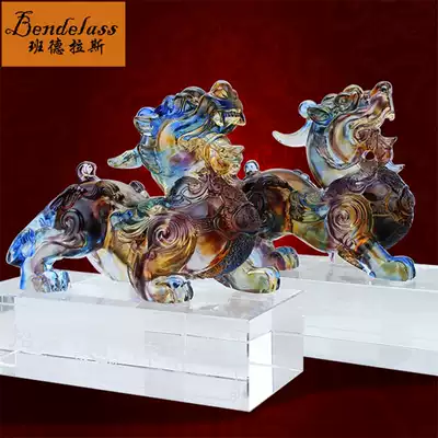 Banderas ancient glass Pixiu decoration Home Feng Shui decoration Living room entrance office opening gift