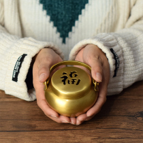 Pure copper hand stove small body stove glossy brass winter hand warmer blessing word wedding stove wedding fire gun