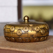 Pure copper ashtray Small number chess retro with cover nostalgic old vehicle small number office Living room Bedroom Tea table Smoke cylinder