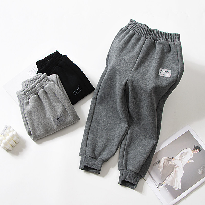 Gray sweatpants boys and girls loose beams in spring and autumn 2021 new gas - fly children's casual wear pants