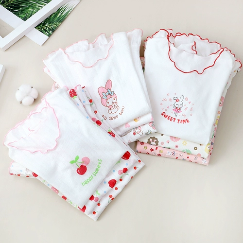 Детская тонкая хлопковая пижама, детское платье с коротким рукавом, юбка
