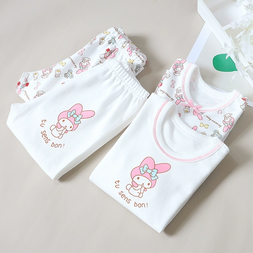 Детское хлопковое нижнее белье для девочек, удерживающая тепло утепленный лонгслив, комбинезон, увеличенная толщина, подходит для подростков