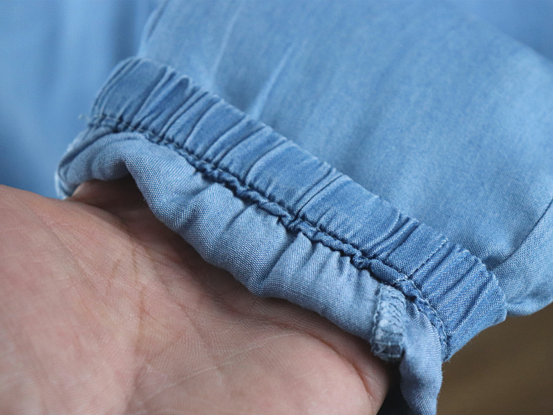 Phiên bản lỏng lẻo của Tencel cotton trẻ em denim quần âu nam giới và phụ nữ bé muỗi quần mùa hè phần mỏng quần nhà