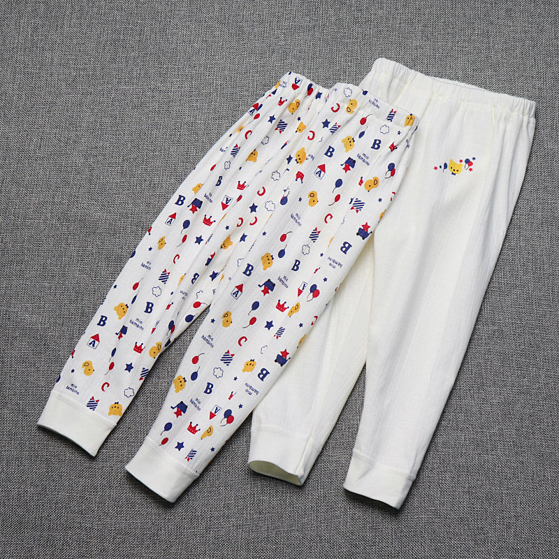 2-pack of children's sanitary pants Japanese non-fluorescent men's and women's baby cotton double layer home bottoming pajamas warm pants