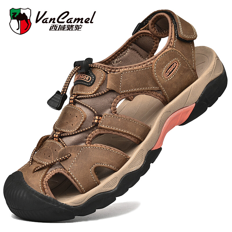 2023 new sandals men's summer men's leather driving outside wear men's outdoor sports and leisure Baotou beach shoes