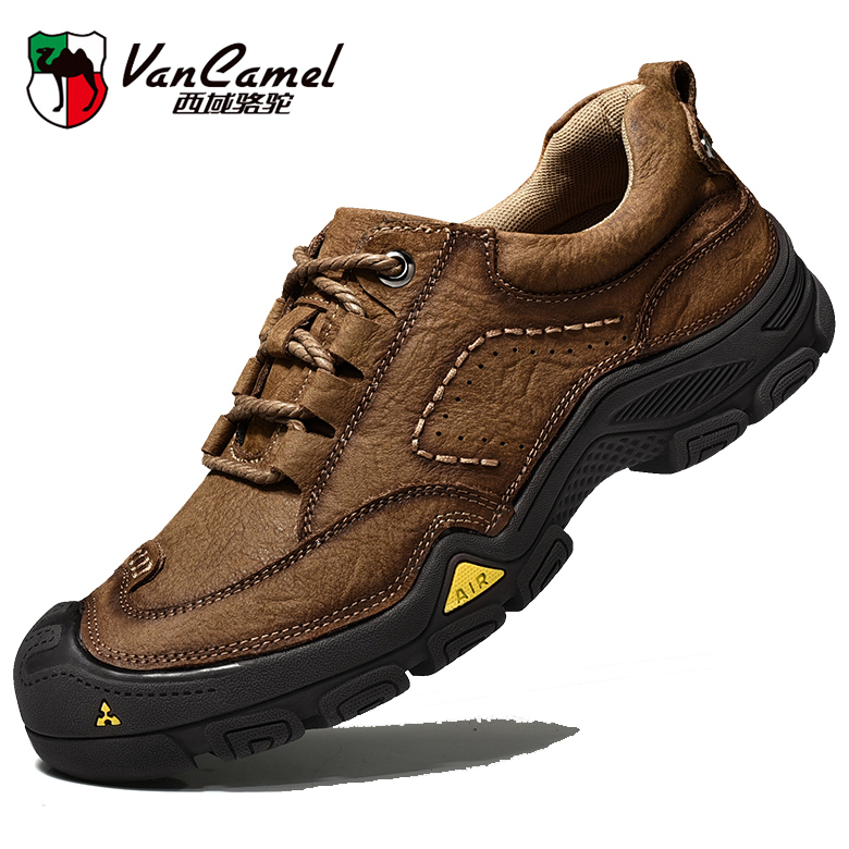 Western Regions Camel Men's Shoes 2022 New Trend Leather Men's Sports Casual Shoes Waterproof Outdoor Hiking Shoes Men
