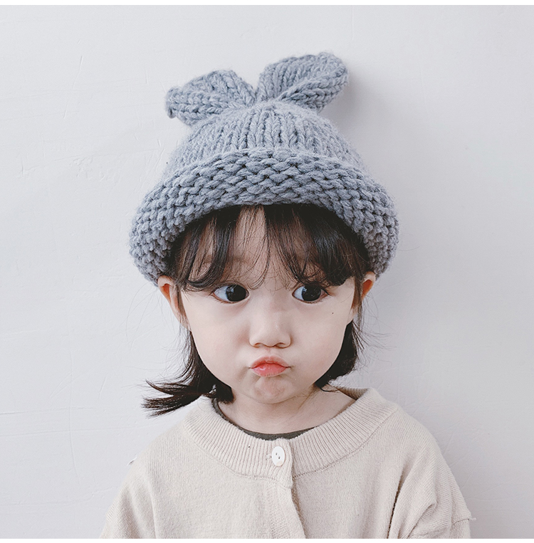 Children Unisex Cute Simple Style Bunny Ears Wool Cap display picture 4