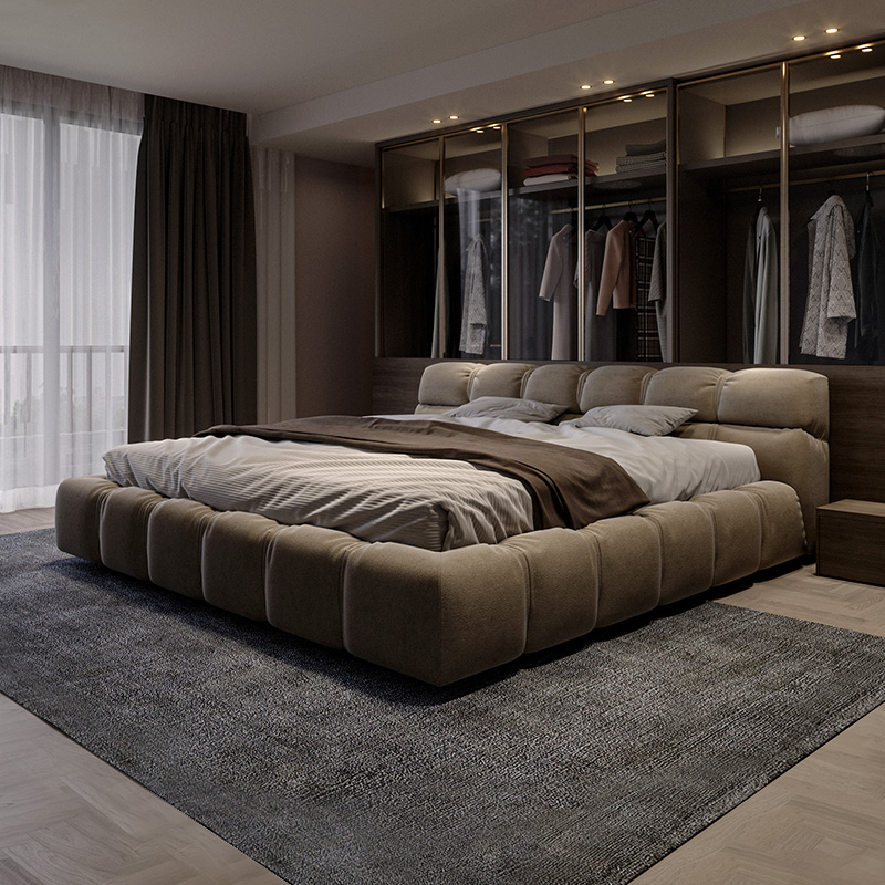 Nordic light and luxurious bed Italian style industrial wind tatami modern minimalist bigamy bed size family type net red beds