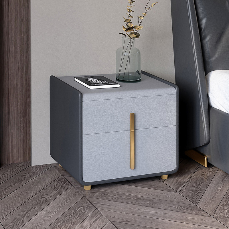 Nordic light extravagant bed head cabinet minimalist modern small family type bedroom mini bedside containing imitation leather bed head cabinet shelve