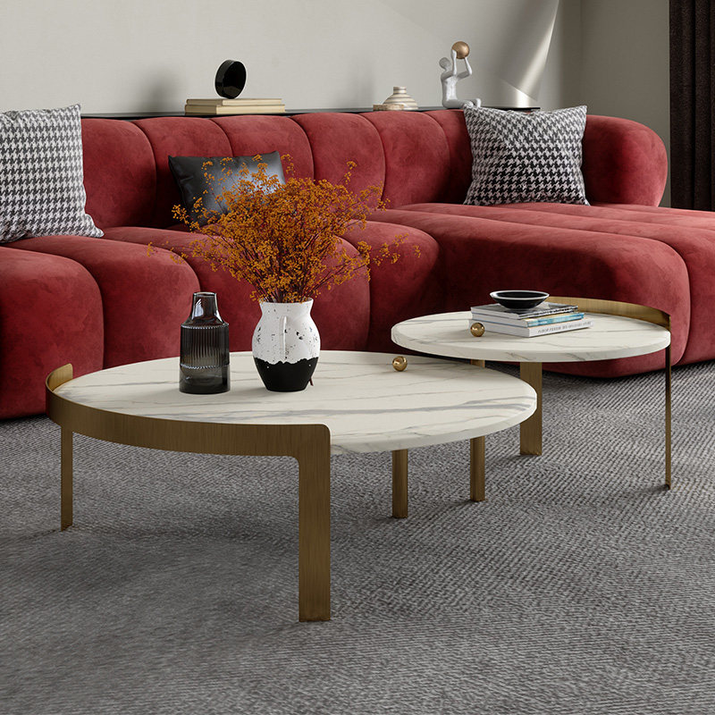 Italian light luxury round combination rock plate coffee table designer creative Nordic modern minimalist style small apartment tea table