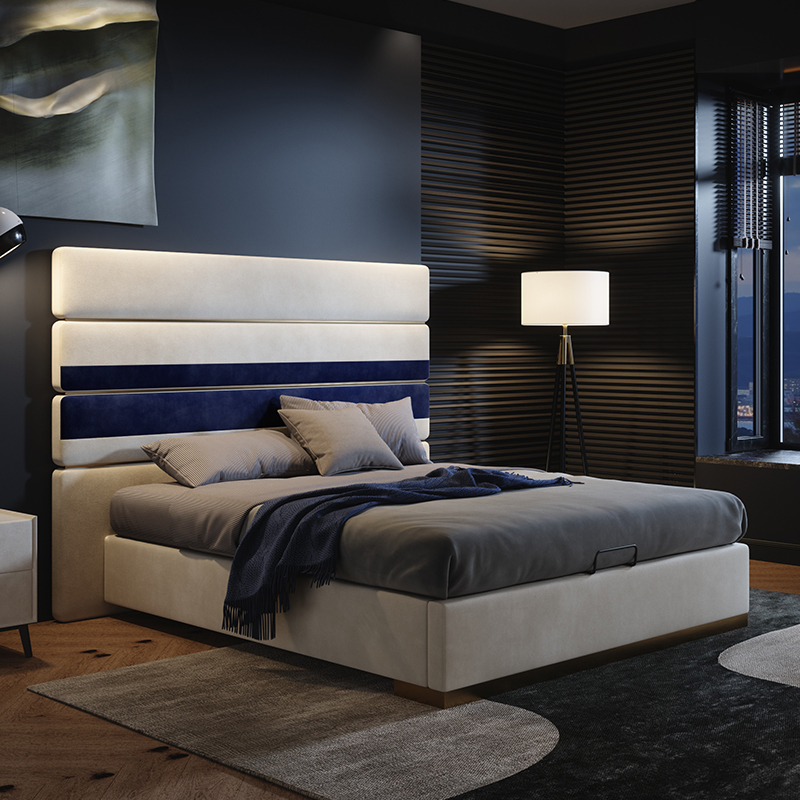 Extremely minimalist-style light extravagant tech cloth art bed Nordic modern minimalist double man bed master bedroom 2021 new