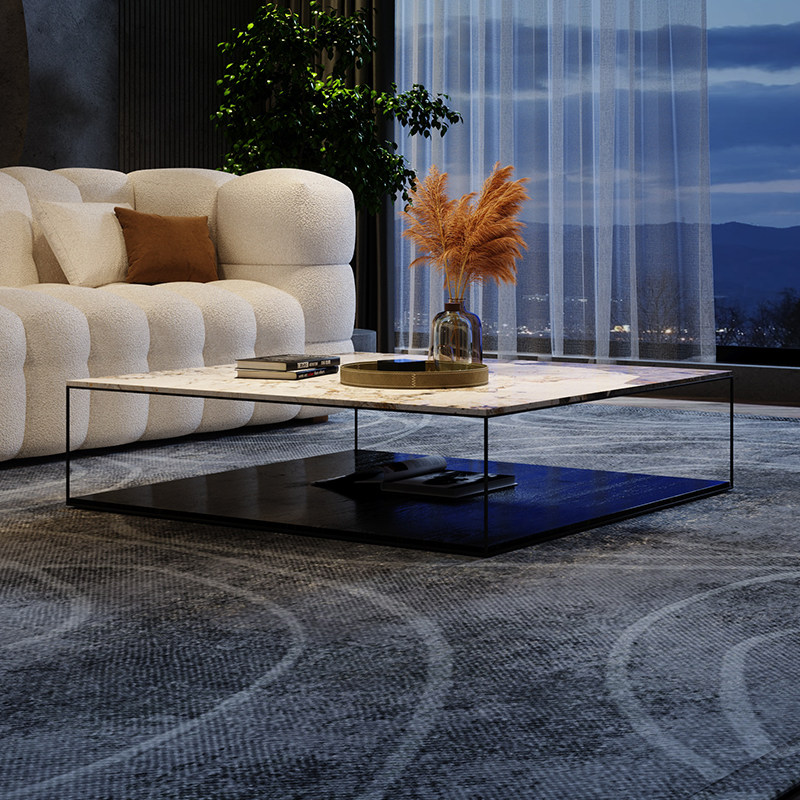 Extremely minimalist maestro Iwamboard tea table Living room Home light extravaganza modern minimalist small family type tennis red double layer tea table