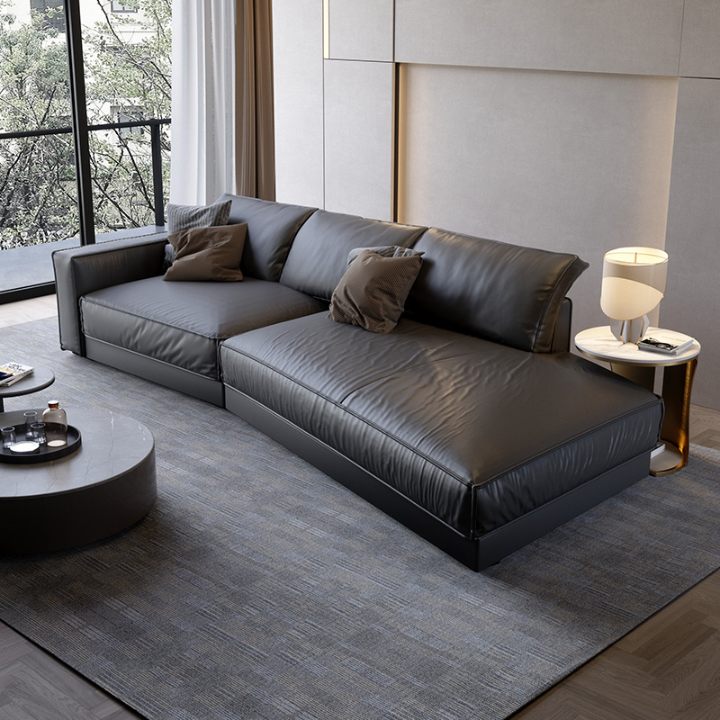 Italian Minimalist Head Layer Real Leather Sofa Modern Minima Nordic Villa Wind Living Room Large Terrace Number of Alien Combined sofa
