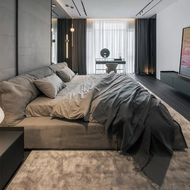 Extremely Minimalist Nordic Cloth Art Bed Modern Minimalist Tatami Cloth Art Double Man Bed Small Household Type Light Lavish Wash Tech Bunk Bed