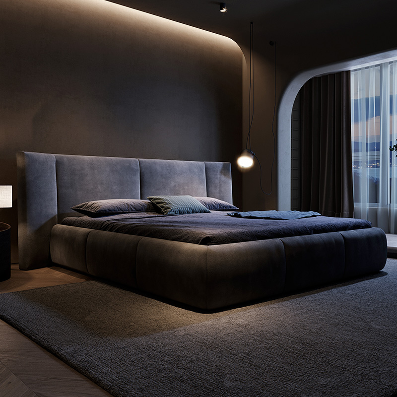 Minimalist Master Fancy Light Lavish Tech Cloth Art Bed Modern Minima Nordic Extremely Minimalist Tatami Master Bedroom double bed