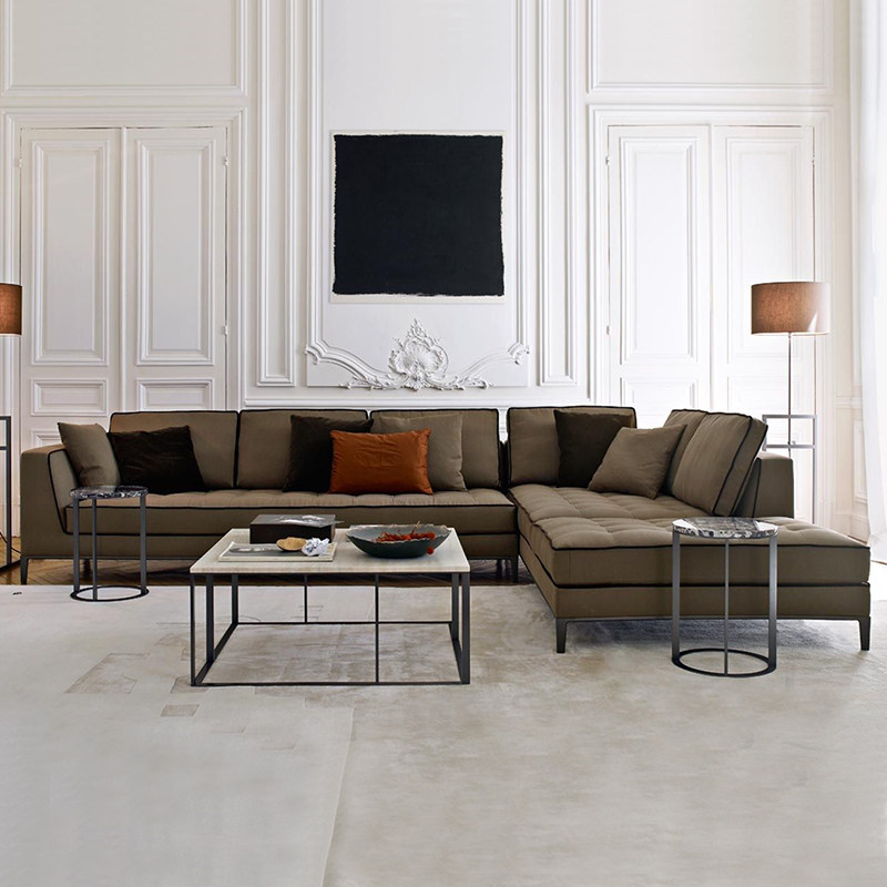 Simple modern cotton and linen fabric sofa Nordic sofa living room combination detachable and washable down fabric sofa for large and small households