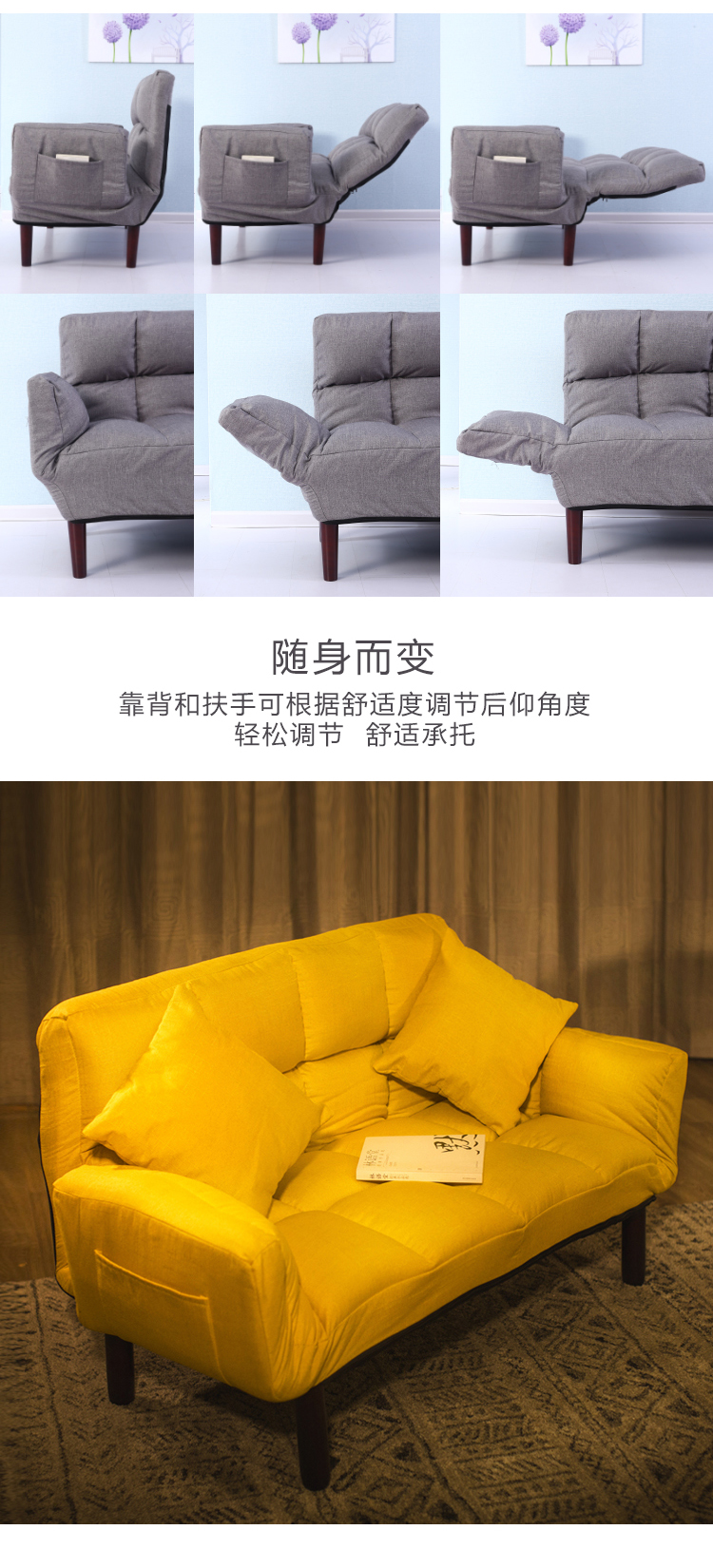 Nordic đúp sofa beanbag căn hộ nhỏ phòng ngủ ban công đơn giản gấp sofa tatami giường sofa nhỏ - Ghế sô pha đi văng
