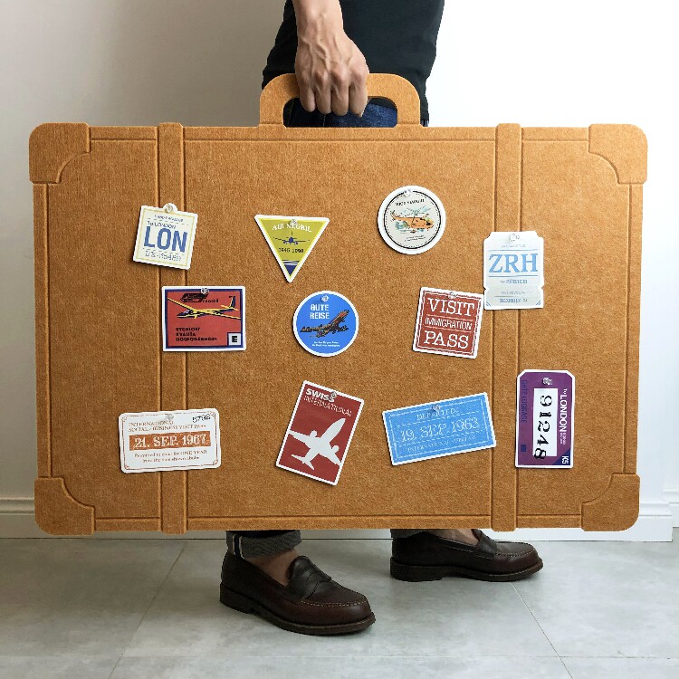 Large number suitcase Creative felt Felt Message Board Retro Photo Wall Travel Recall Works Bar Display Board Bulletin Board