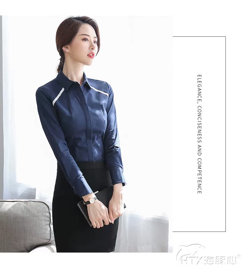 Áo sơ mi nữ hình trái tim cá heo 2019 thu đông ve áo dài tay áo sơ mi trắng chuyên nghiệp áo sơ mi cộc tay - Áo sơ mi dài tay 	áo sơ mi cổ trụ nữ dài tay	