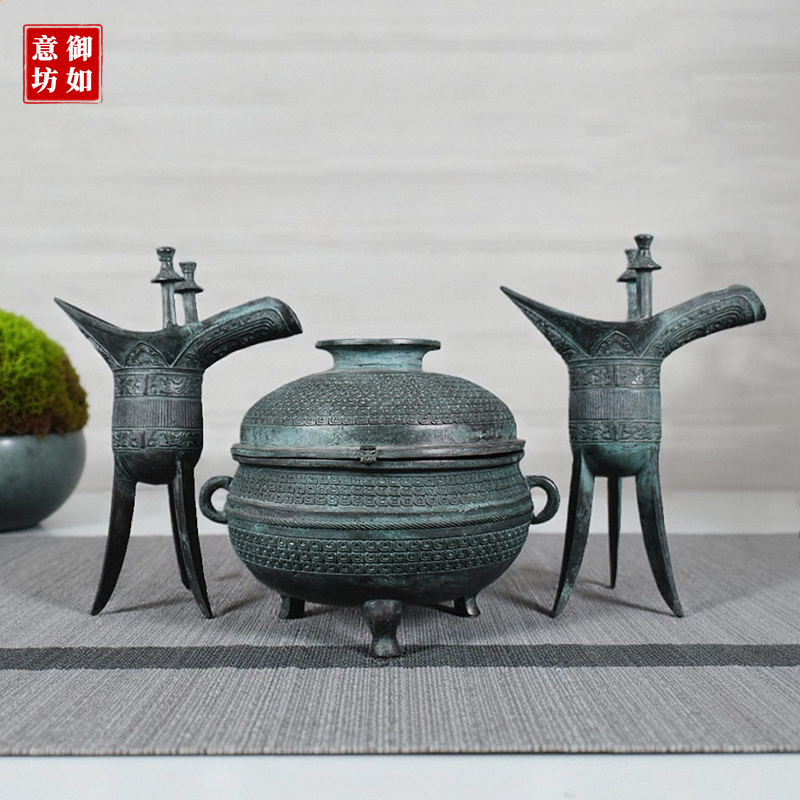 青铜器文庙孔庙祭祀礼器全套影视道具礼器七件套手工复古摆件-Taobao-Tmall