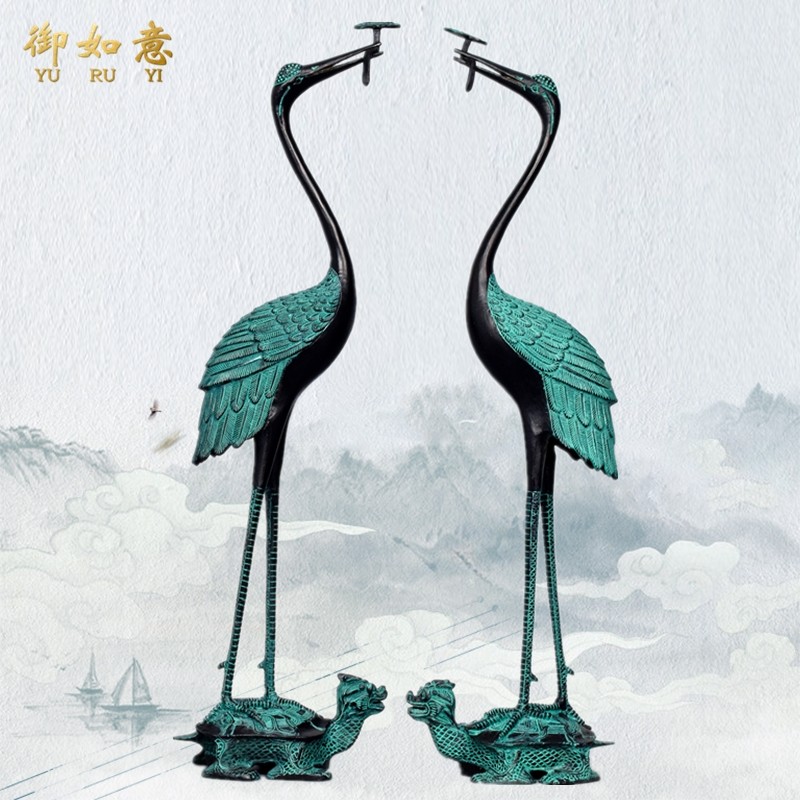 Bronzes imitated ancient home office Feng Shui swaying Lucid Lingo cranes Bronze Fairy Crane Decoration Pure Copper Craft Gifts Swing Accessories and TV props