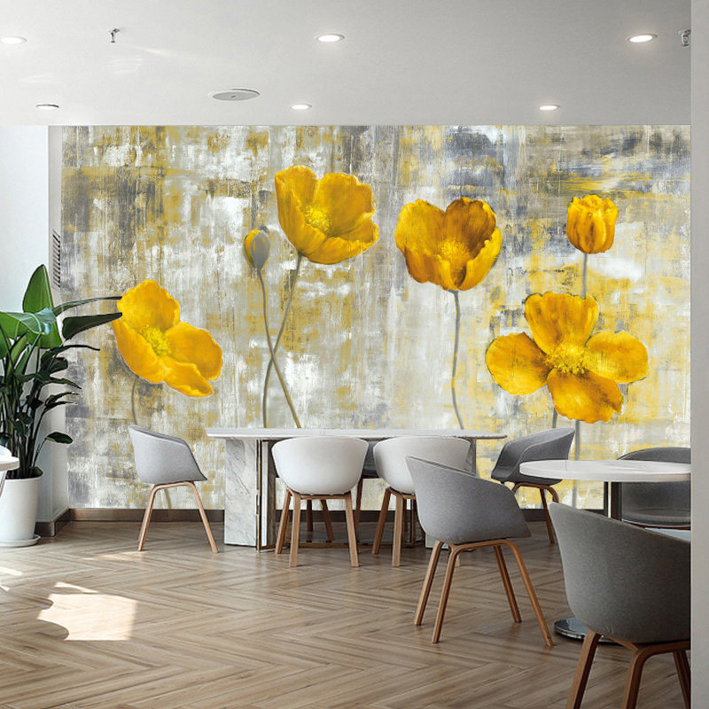 Eurostyle Landscape Oil Painting Film And TV Wallpaper Flower And Grass Bedroom Living Room Wallpaper TV Background Wall Mural Garden Wall Cloth