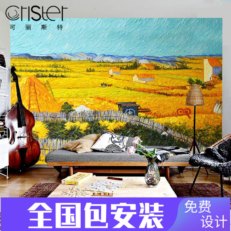 3d Personality Abstract Van High Wheat Fields Oil Painting Wallpaper Living Room Sofa Creative Art Mural TV Background Wall Paper